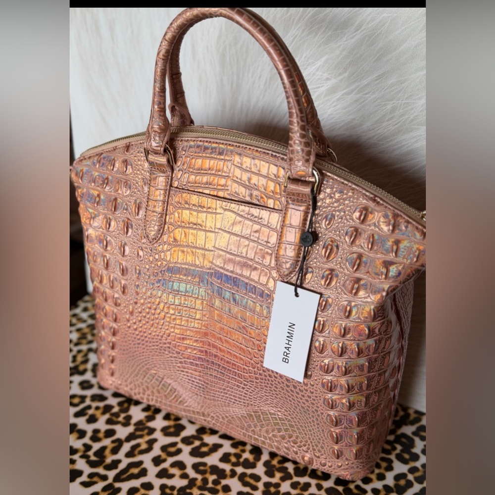 Brahmin Large Duxbury Melbourne Rose Gold Satchel NWT METALLIC HOLOGRAPHIC FIRM$ - Picture 9 of 15